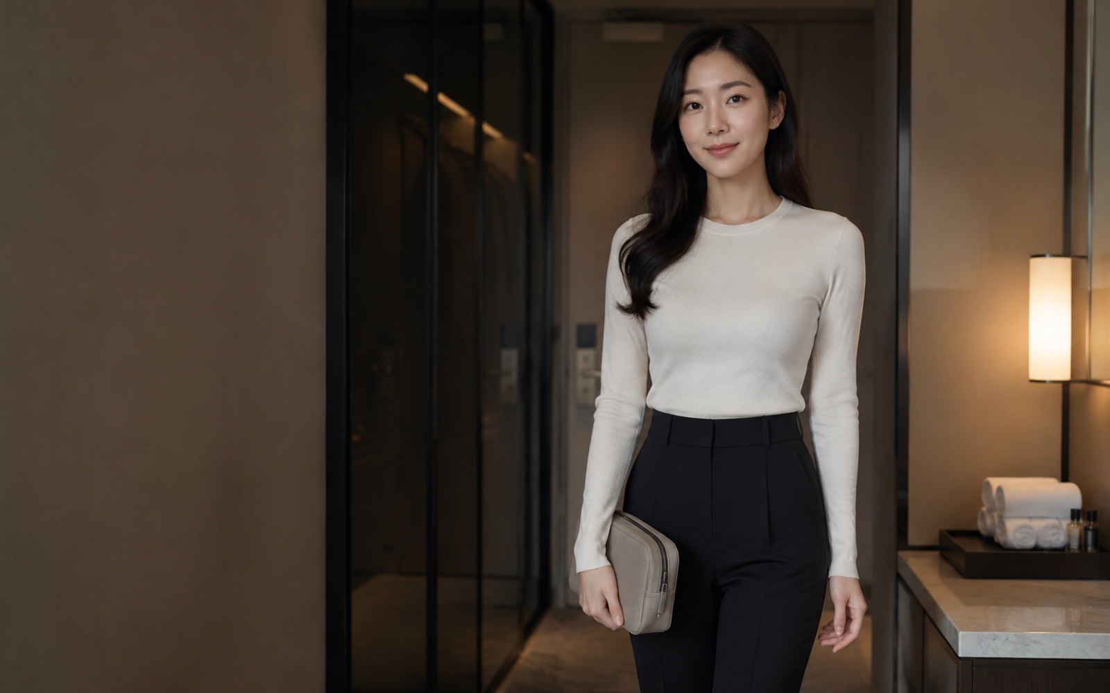 서울 은평구 방문 홈케어를 안내하는 젊은 성인 한국 여성 관리사